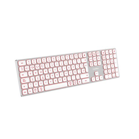Teclado Coolbox Wireless Retroiluminado Moonlight Bt + Rf Aluminio Recargable Color Blanco