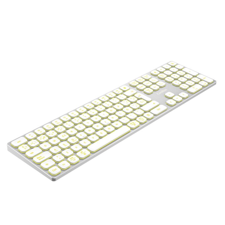 Teclado Coolbox Wireless Retroiluminado Moonlight Bt + Rf Aluminio Recargable Color Blanco
