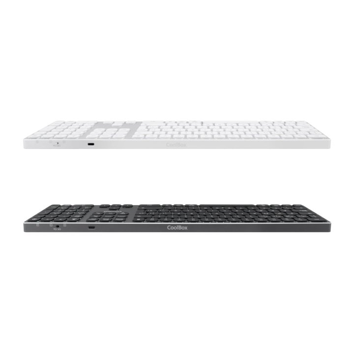 Teclado Coolbox Wireless Retroiluminado Moonlight Bt + Rf Aluminio Recargable Color Blanco