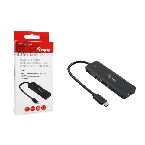 Hub Usb-c Equip Life 128966 Usb 3.2 10gps 2xusb-c 2x Usb-a Compatible Thunderbolt 3 4