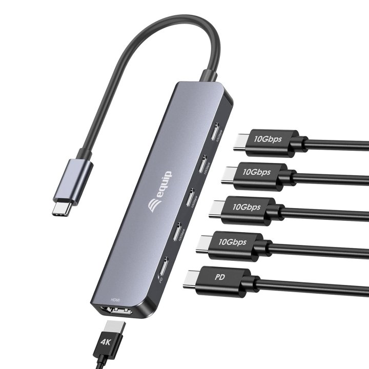 Docking Usb-c 6-en-1 Equip 133499 A 1xhdmi 4k 4xusb-c 10gbps  1xusb-c Pd 100w