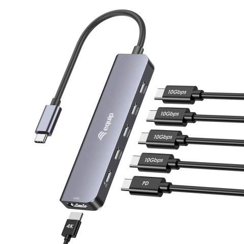 Docking Usb-c 6-en-1 Equip 133499 A 1xhdmi 4k 4xusb-c 10gbps  1xusb-c Pd 100w