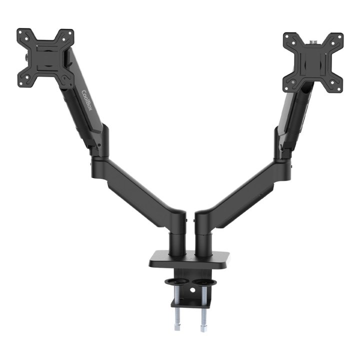 Soporte De Mesa Gas Coolbox M02d 2 Pantalla Hasta 32" Max 8kg Vesa 75x75 100x100 Negro