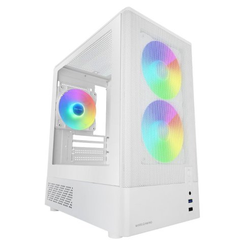 Caja Microatx Mars Gaming Mconyxw Blanca Lateral Cristal Frontal Mesh Gpu 292mm