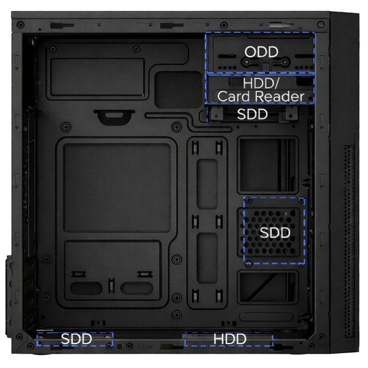 Caja Micro Atx Coolbox M680 Gpu Max 295mm 1x5.25 2x3.5 3x2.5 F.a Basic 500w Color Negro