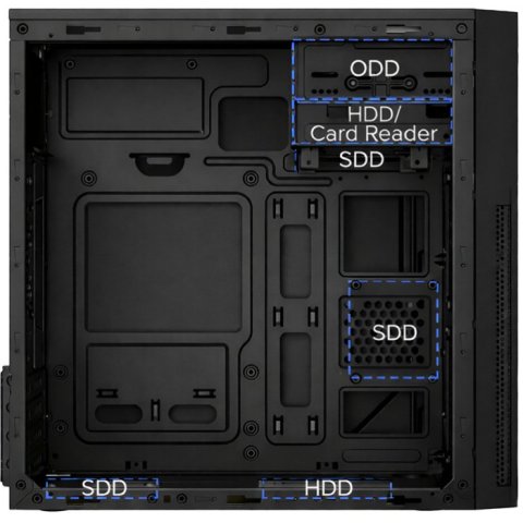 Caja Micro Atx Coolbox M680 Gpu Max 295mm 1x5.25 2x3.5 3x2.5 F.a Basic 500w Color Negro