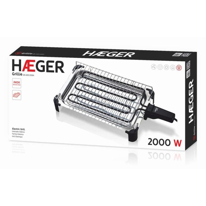 Parrilla Electrica Grillie 2000w Bandeja Y Parrilla De Acero Inoxidable Resistencia 3 Aros 