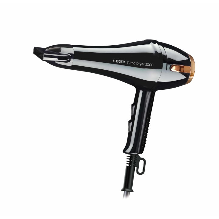 Secador De Pelo Haeger Turbo Dryer 2000w 3 Temperaturas Difusor Color Negro