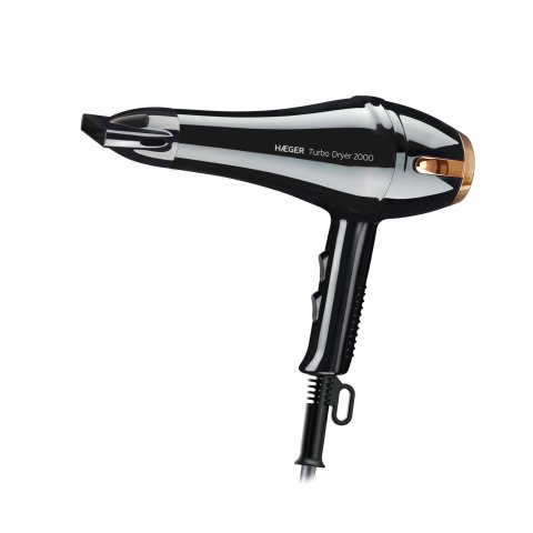 Secador De Pelo Haeger Turbo Dryer 2000w 3 Temperaturas Difusor Color Negro