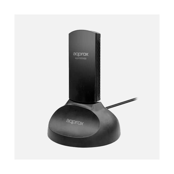 Usb Wifi 6e Approx Appusb5400 5400 Mbps 2402 En 6 Ghz Antena 5dbi Base Con Cable Negro