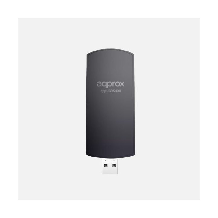 Usb Wifi 6e Approx Appusb5400 5400 Mbps 2402 En 6 Ghz Antena 5dbi Base Con Cable Negro