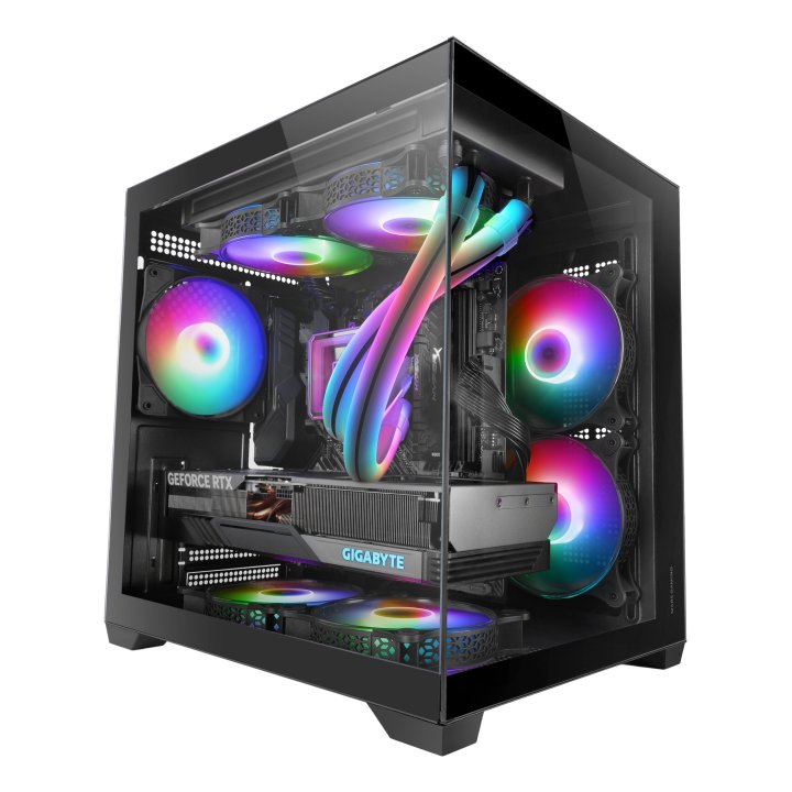 (km0) Caja Microatx Cube Mars Gaming Mc-view2 Negra Cristal Continuo Gpu 330mm 1x3.5 3x2.5 Cash30