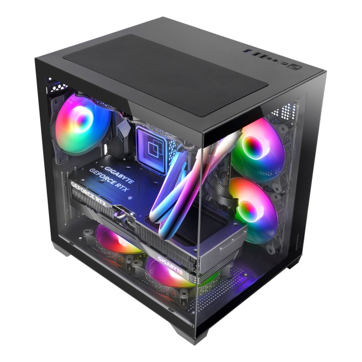 (km0) Caja Microatx Cube Mars Gaming Mc-view2 Negra Cristal Continuo Gpu 330mm 1x3.5 3x2.5 Cash30