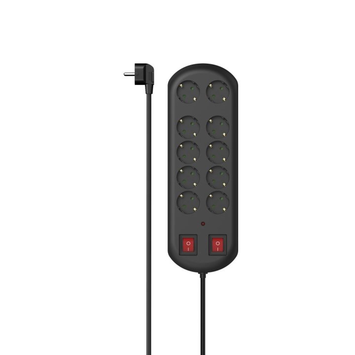 Regleta Alimentacion Hama Con 10 Tomas 2x Interruptor 2m Color Negro