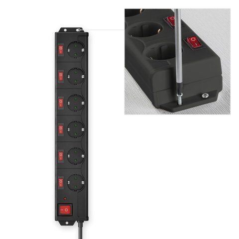 Regleta Alimentacion Hama Con 6 Tomas Interruptor Individual Y Comun 1,4m Color Negro