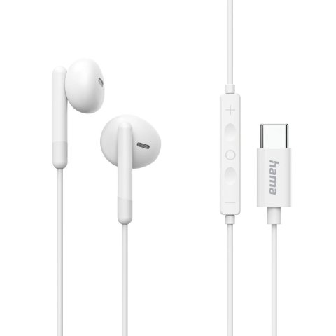 Auricular Intrauditivo Usb-c Hama Classy Microfono Cable 1.2m Color Blanco