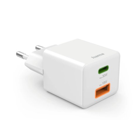 Cargador Usb Gan Hama 00201992 30w 1xusb-c Pd 1xusb-a Color Blanco