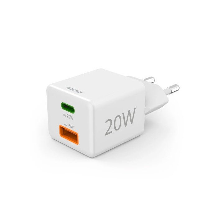 Cargador Usb Gan Hama 00201991 20w 1xusb-c Pd 1xusb-a Color Blanco