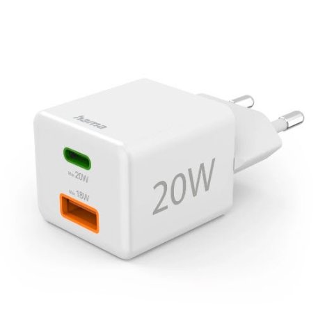 Cargador Usb Gan Hama 00201991 20w 1xusb-c Pd 1xusb-a Color Blanco
