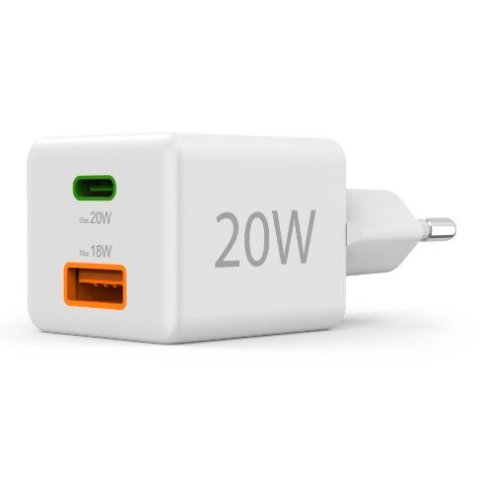 Cargador Usb Gan Hama 00201991 20w 1xusb-c Pd 1xusb-a Color Blanco