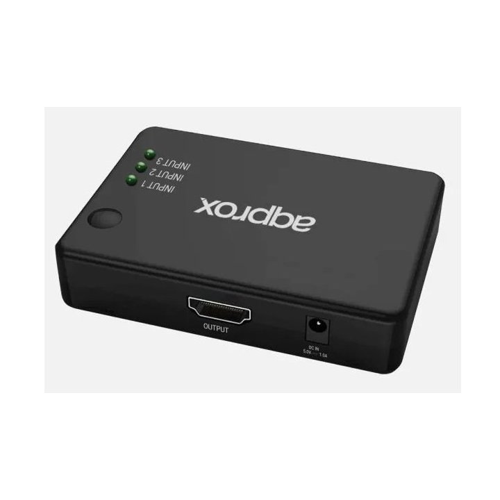 Switch Hdmi Approx Appc29v4 2.0 4k 30hz 3x1 Control Remoto Colro Negro