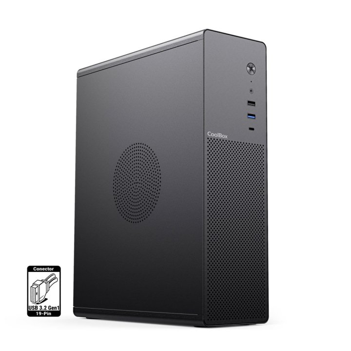 Caja Microatx Slim Coolbox Pct100-0 Usb-c 3.2 Gen1 Full Metal Sin Fuente+ 1vent 90mm
