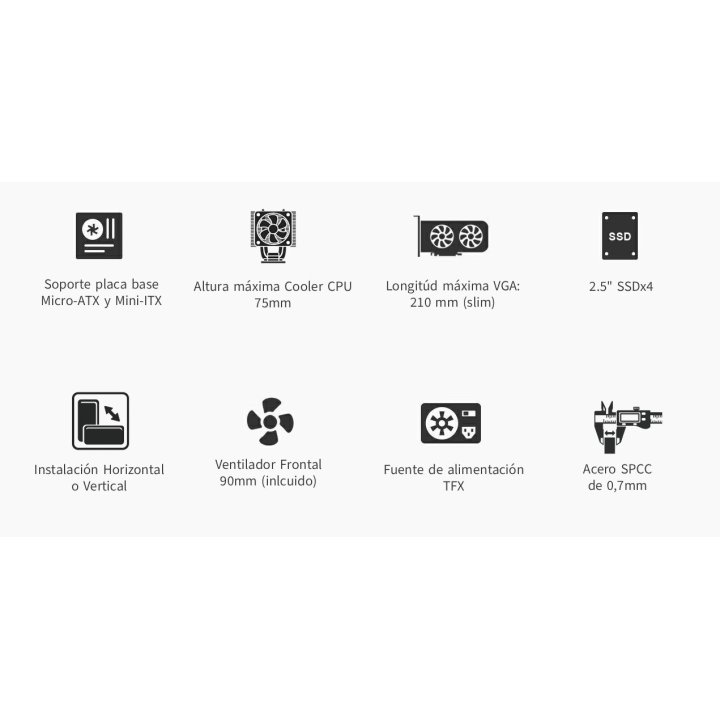Caja Microatx Slim Coolbox Pct100-0 Usb-c 3.2 Gen1 Full Metal Sin Fuente+ 1vent 90mm
