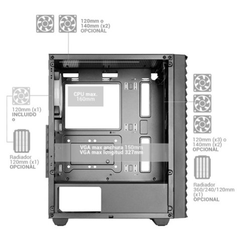 Caja Atx Mars Gaming Mcvolt Ventana Cristal...