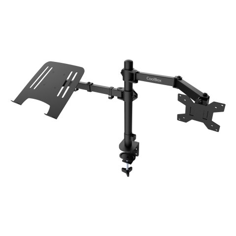 Soporte De Mesa Coolbox Mp01 Para 1 Pantalla Hasta 32" Y Un Portatil Hasta 17" Color Negro