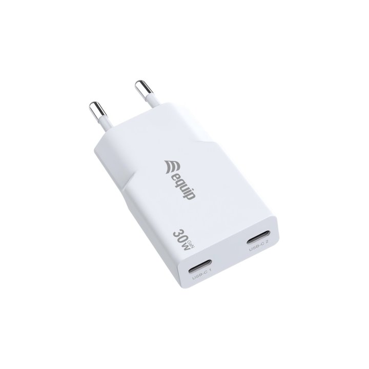 Cargador Usb Equip 245524 Gan 30w 2xusb-c Pd Slim Color Blanco 