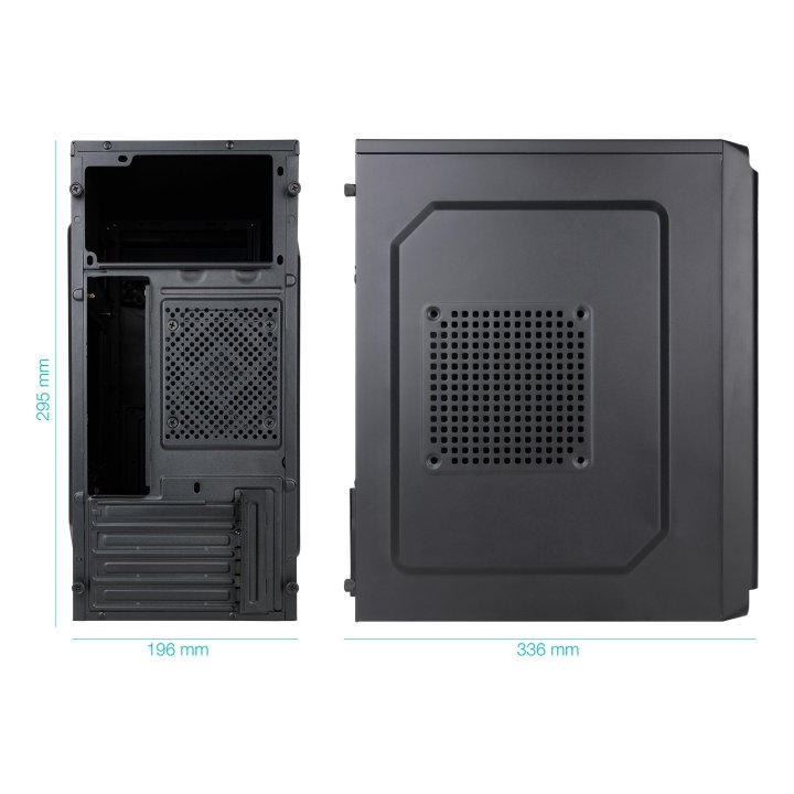Caja Microatx Tooq Tqc-4702-sp Dodeka Gpu Max 250mm 3x2.5 2x3.5 Usb-c F.a Atx 500w Color Negro