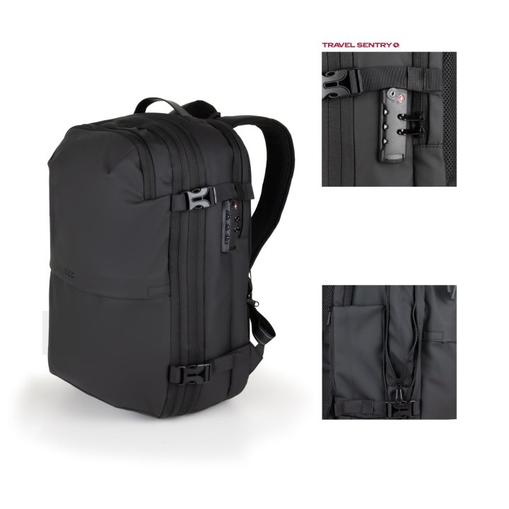 Mochila Viaje Tooq Tqbp-v101-bk Portatil 17" Compresion Vacio Bomba Aire 30-55l Negra