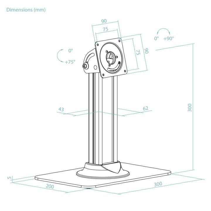 Soporte Para Tablet Tooq Tqatc2601-b Color Negro Mesa Marco Antirrobo Inclinable Vesa 75x75