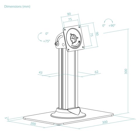 Soporte Para Tablet Tooq Tqatc2601-b Color Negro Mesa Marco Antirrobo Inclinable Vesa 75x75