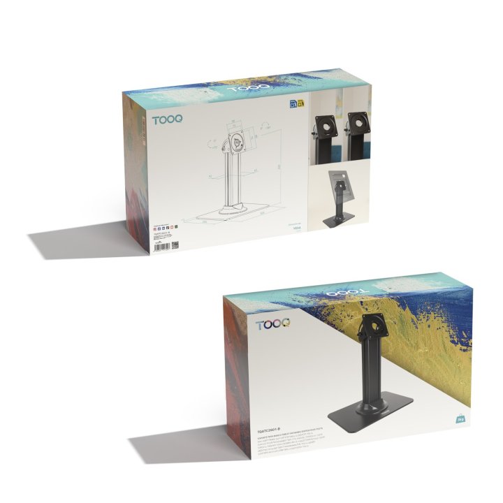 Soporte Para Tablet Tooq Tqatc2601-b Color Negro Mesa Marco Antirrobo Inclinable Vesa 75x75