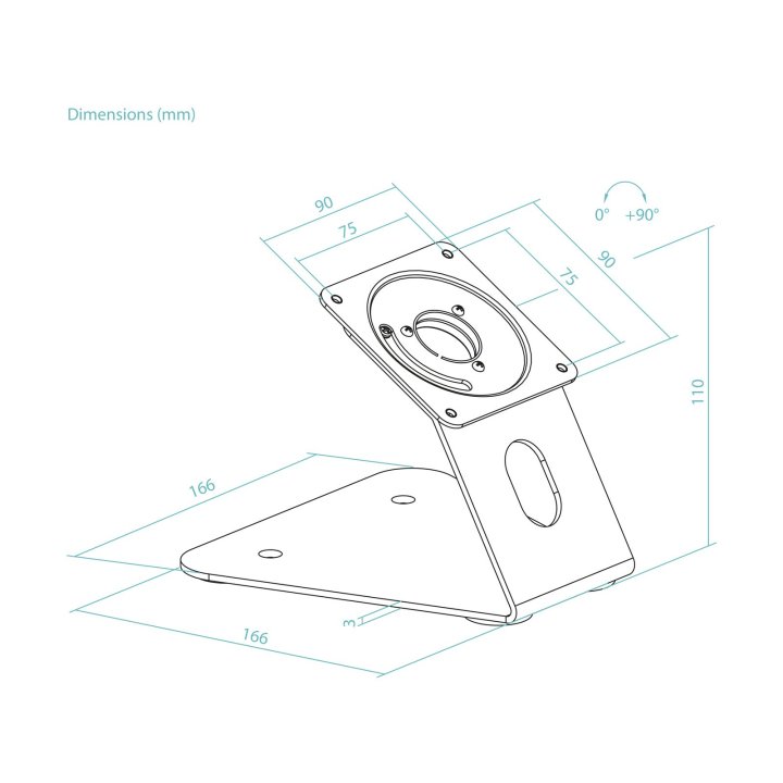 Soporte Para Tablet Tooq Tqatwm3401-b Color Negro Mesa pared Marco Fijo Rotacion 90º Vesa 75x75