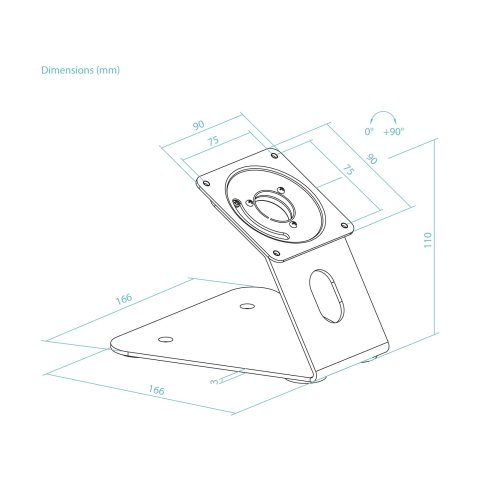 Soporte Para Tablet Tooq Tqatwm3401-b Color Negro Mesa pared Marco Fijo Rotacion 90º Vesa 75x75