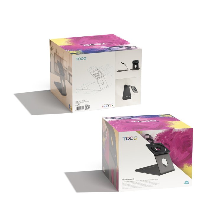 Soporte Para Tablet Tooq Tqatwm3401-b Color Negro Mesa pared Marco Fijo Rotacion 90º Vesa 75x75