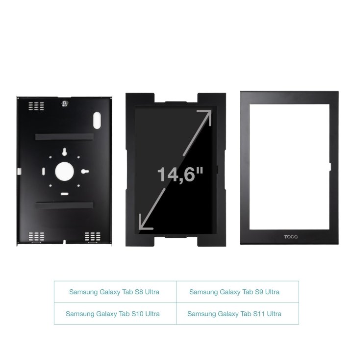 Marco Antirrobo Tablet Tooq Tqatte2601-l-b Color Negro 14,6" Vesa 75x75 Cerradura