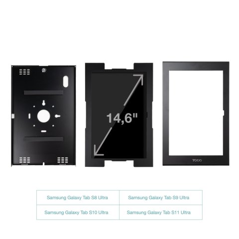 Marco Antirrobo Tablet Tooq Tqatte2601-l-b Color Negro 14,6" Vesa 75x75 Cerradura