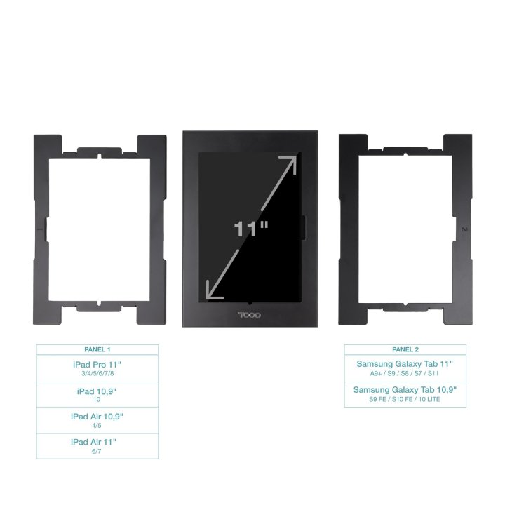 Marco Antirrobo Tablet Tooq Tqatte2601-s-b Color Negro 11" Vesa 75x75 Cerradura