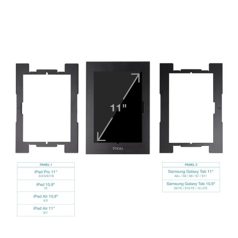 Marco Antirrobo Tablet Tooq Tqatte2601-s-b Color Negro 11" Vesa 75x75 Cerradura