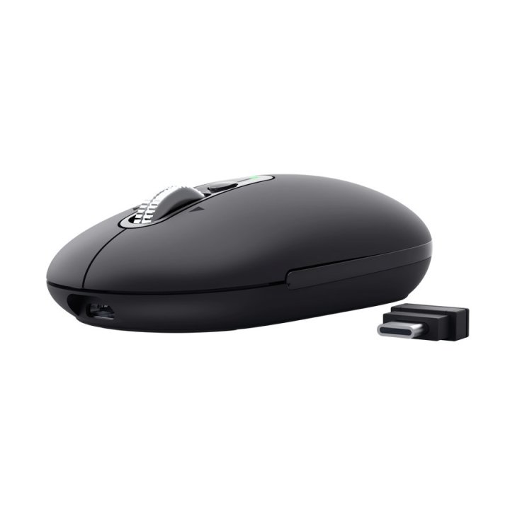 Mouse Trust Wireless Seron Hypscroll Slim 400-2400dpi 6 Botones Recargable Fsc Grs Negro