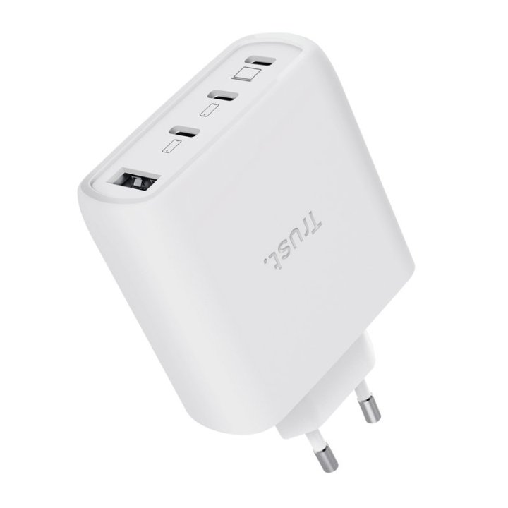Cargador Usb Gan Trust Maxo 65w 3xusb-c Pd 1xusb-a Incluye Cable Usb-c 2m Blanco