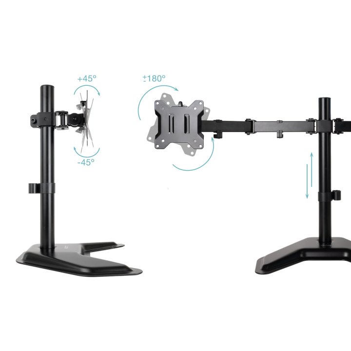 Soporte De Mesa Con Base Tooq Db1702tn-b Para 1 Pantalla 17"-32" Gira Incli 2 Brazos Negro