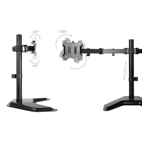 Soporte De Mesa Con Base Tooq Db1702tn-b Para 1 Pantalla 17"-32" Gira Incli 2 Brazos Negro