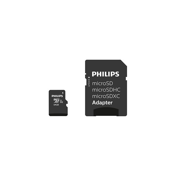 Memoria Sd Micro-sdxc 64gb Philips Clase 10 + Adaptador 95mb  Fm64mp45b
