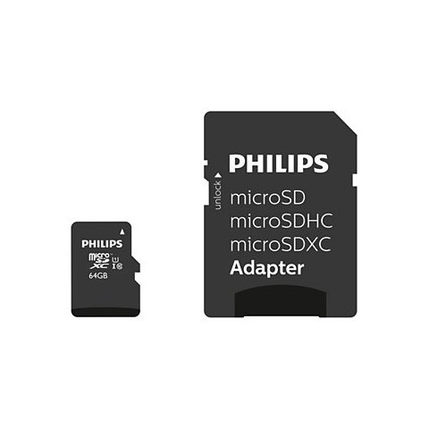 Memoria Sd Micro-sdxc 64gb Philips Clase 10 + Adaptador 95mb  Fm64mp45b