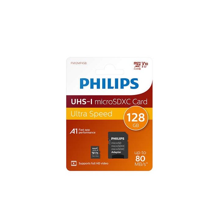 Memoria Sd Micro-sdxc128gb Philips Clase 10 + Adaptador 95mb  Fm12mp45b