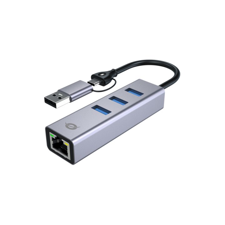 Adaptador Usb-c usb-a Ethernet Rj45 Conceptornic Abby25f Con Hub Usb 3,2 X3 Puertos